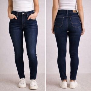 American Eagle Jeans Women Size 2 Reg High Rise Jegging Dark Wash Super Stretch